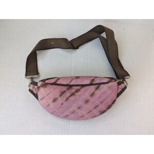 Anthropologie Pink & Brown belt bag Fanny Pack bag 10" x 5"